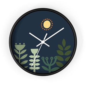 Scandinavian Wall Clock Nordic Sun Folk Design, Minimalist Style, 10 inches Housewarming Gift image 6