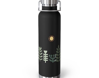 Scandinavian Vacuum Insulated Water Bottle, 22oz  Modern Minimalist, Nordic, Athletic, Camping, Gift for Dad, Housewarming