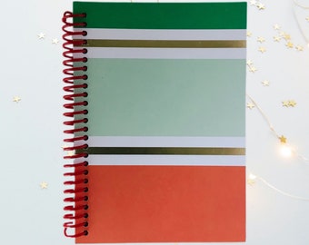 Orange and Green Color Block Spiral Journal College Ruled