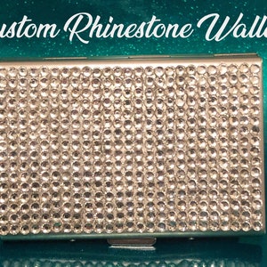 Cartera con diamantes de imitación, cartera con diamantes de imitación personalizada, cartera de acero inoxidable, tarjetero, cartera con adornos