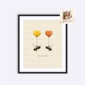 Valentine&#39;s Day Bee Print: I Love Bee-ing With You (Digital Download)