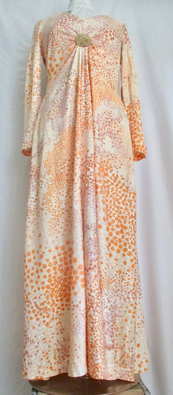 60's Bohemian Goddess Dress//Sunkissed Orange & G… - image 2