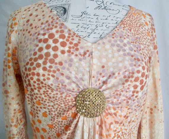 60's Bohemian Goddess Dress//Sunkissed Orange & G… - image 3