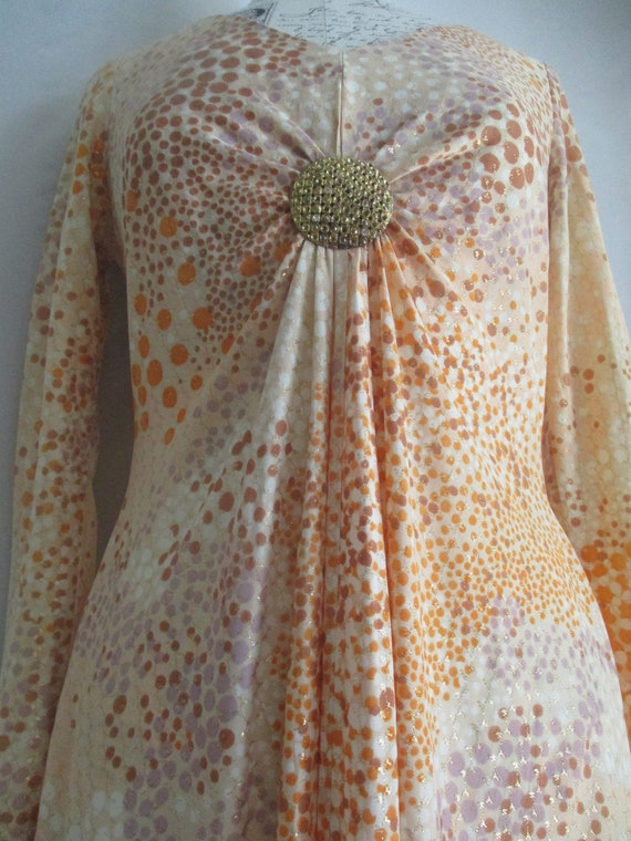 60's Bohemian Goddess Dress//Sunkissed Orange & G… - image 8