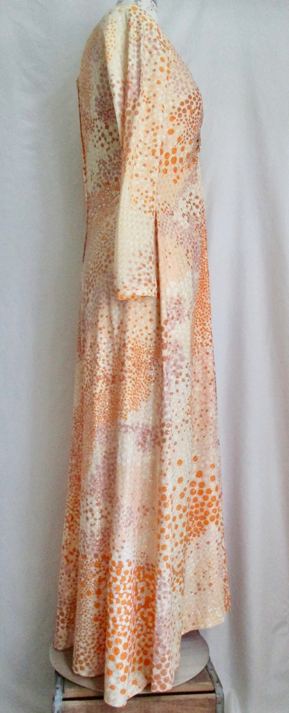 60's Bohemian Goddess Dress//Sunkissed Orange & G… - image 4