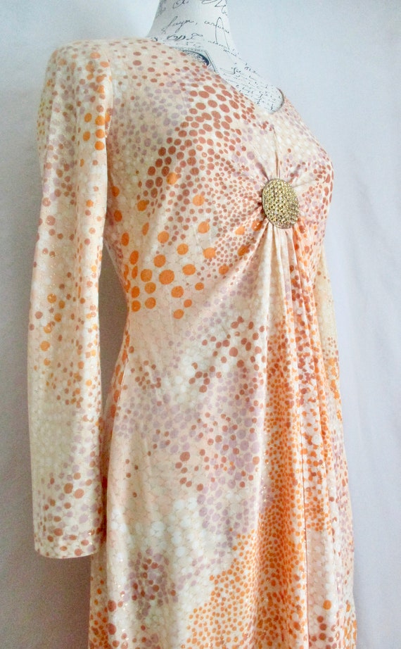 60's Bohemian Goddess Dress//Sunkissed Orange & G… - image 1