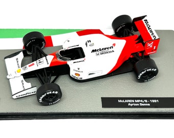 1:43 scale Model of Ayrton Senna's 1991 McLaren MP4/6 F1 Car, Formula One Collectors Model Car