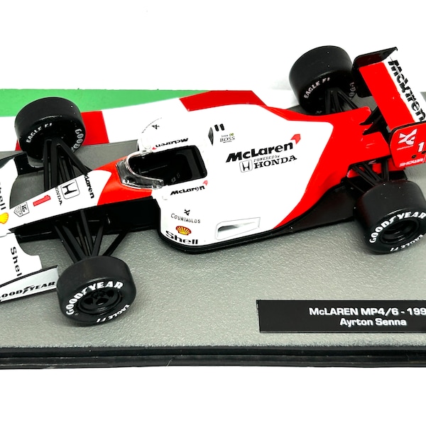 1:43 scale Model of Ayrton Senna's 1991 McLaren MP4/6 F1 Car, Formula One Collectors Model Car