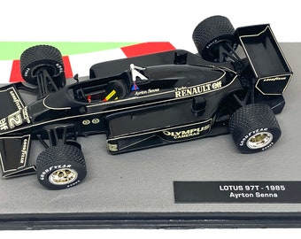 1:43 scale Model of Ayrton Senna's 1985 Lotus 97T F1 Car, Formula One Collectors Model Car