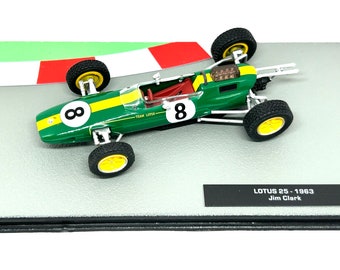 Modello in scala 1:43 di Jim Clark Lotus 25 F1 Car del 1963, modello da collezione di Formula 1