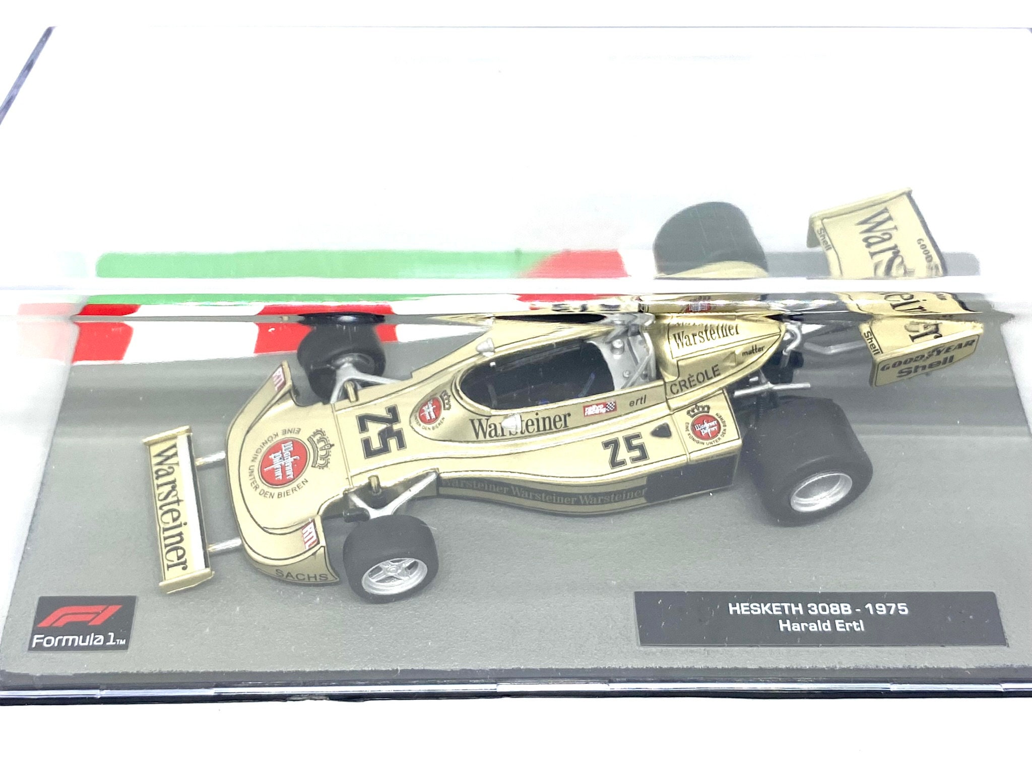 OPO 10 Auto In Miniatura Formula 1 1/43 – Hesketh 308B 1975 Harald Ertl – Modello In Metallo Con Base In Plexiglas - 2