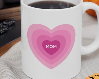 Herzbecher Muttertagsbecher Rosa Becher mit Herzen Becher rosa Herz Kaffeetasse für Freundin Geschenk für Mutter 11 Unzen Becher rosa und weiße Kaffeebecher