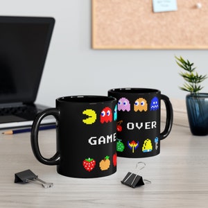 Pac Man Mug. Retro Arcade Mug, Pacman, Ghosts, Game Over, Gamer gift, Dad gift, Mom gift, 80s