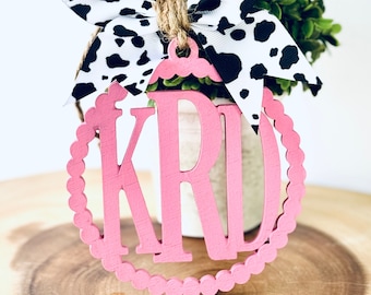 Car charm rear view mirror Initial monogram car charm | Cowgirl car mirror charm freshie car accessories | Personalized custom gift for her