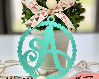 Car charm rear view mirror | car mirror charm | car freshie | Letter monogram car charm | car accessories | car decor gift for her | mom