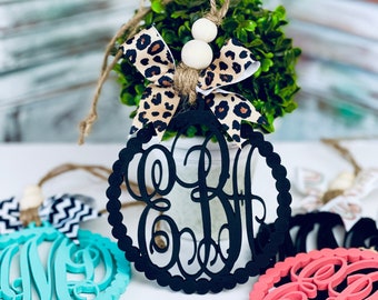 Car charm rear view mirror | car mirror charm | car freshie | monogram initials car charm | car accessories | car decor gift for her