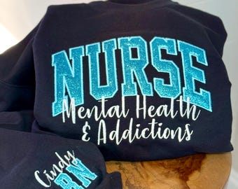 Embroidered Nurse Sweatshirt: Custom Glittery Nursing Grad Sweater