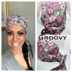 Scrub Cap with Buttons / Scrub Caps / Medical Scrub Cap / Female Scrub Cap / Dental Scrub Cap / Head Cap / Nurse Gift / Spring Cap / PPE Cap