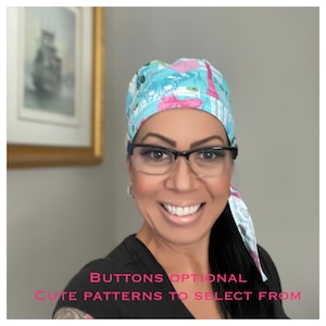 Scrub Cap with Buttons / Medical Scrub Cap / Nurse Scrub Cap / Dental Scrub Cap / Head Cap / Doctors / Veterinarian / Surgical Scrub Cap