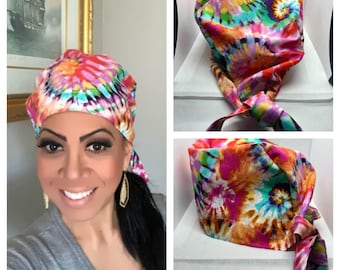 Unisex scrub cap, Scrub Cap with buttons, surgical scrub cap, nurse cap, dental scrub cap, surgical cap women, scrub cap, Tie Dye Love