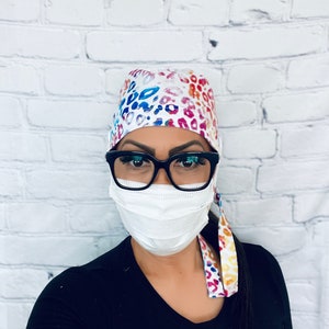 Gorro quirúrgico / Gorro de enfermera con botones / Gorro médico / Gorro de quirófano / Gorro quirúrgico con estampado de leopardo / Gorro quirúrgico dental / EPI