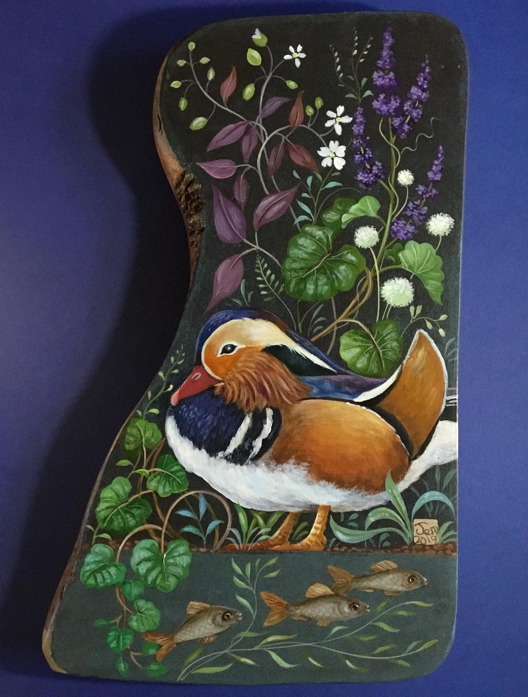 Mandarin Duck Original Acrylic Painting on Olive Wood. - Etsy UK