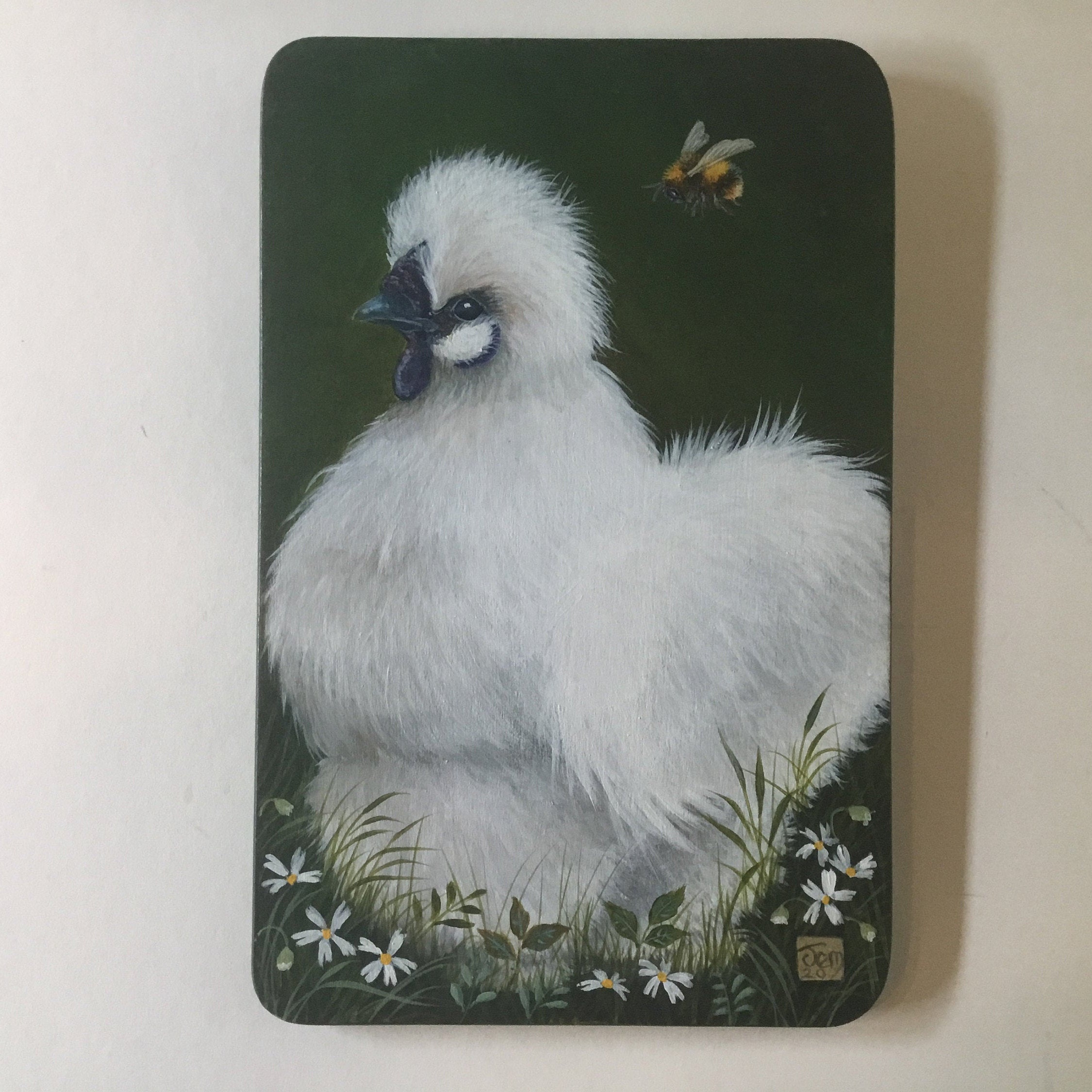 Silkie original painting in acrylic on wood. Title silkie Etsy