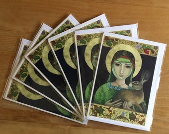St Melangell and the hare. Card collection of 6 cards.