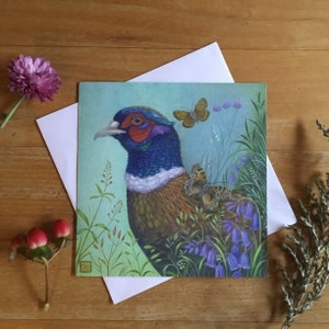 Pheasant Greetings card, 'The Visitor' image 1