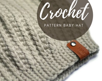 Crochet Baby Hat PATTERN, Crochet Baby Toque, Crochet Baby Patterns, Newborn Crochet Patterns, Worked in Rows, Size 0-3 months