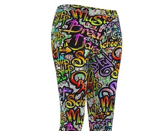 GRAFFITI  - Women's Mid Waist Casual Leggings featuring Soft Touch Spandex Blend with 4- Way Stretch for Maximum Comfort & Movement