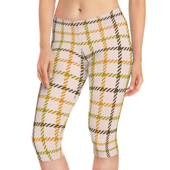 PLAID BRAID Women's Capri Leggings Featuring Vivid Colors & Super Soft 4  Way Stretch Fabric for Maximum Comfort 