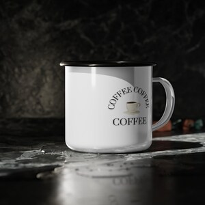coffee coffee coffee enamel camp cup