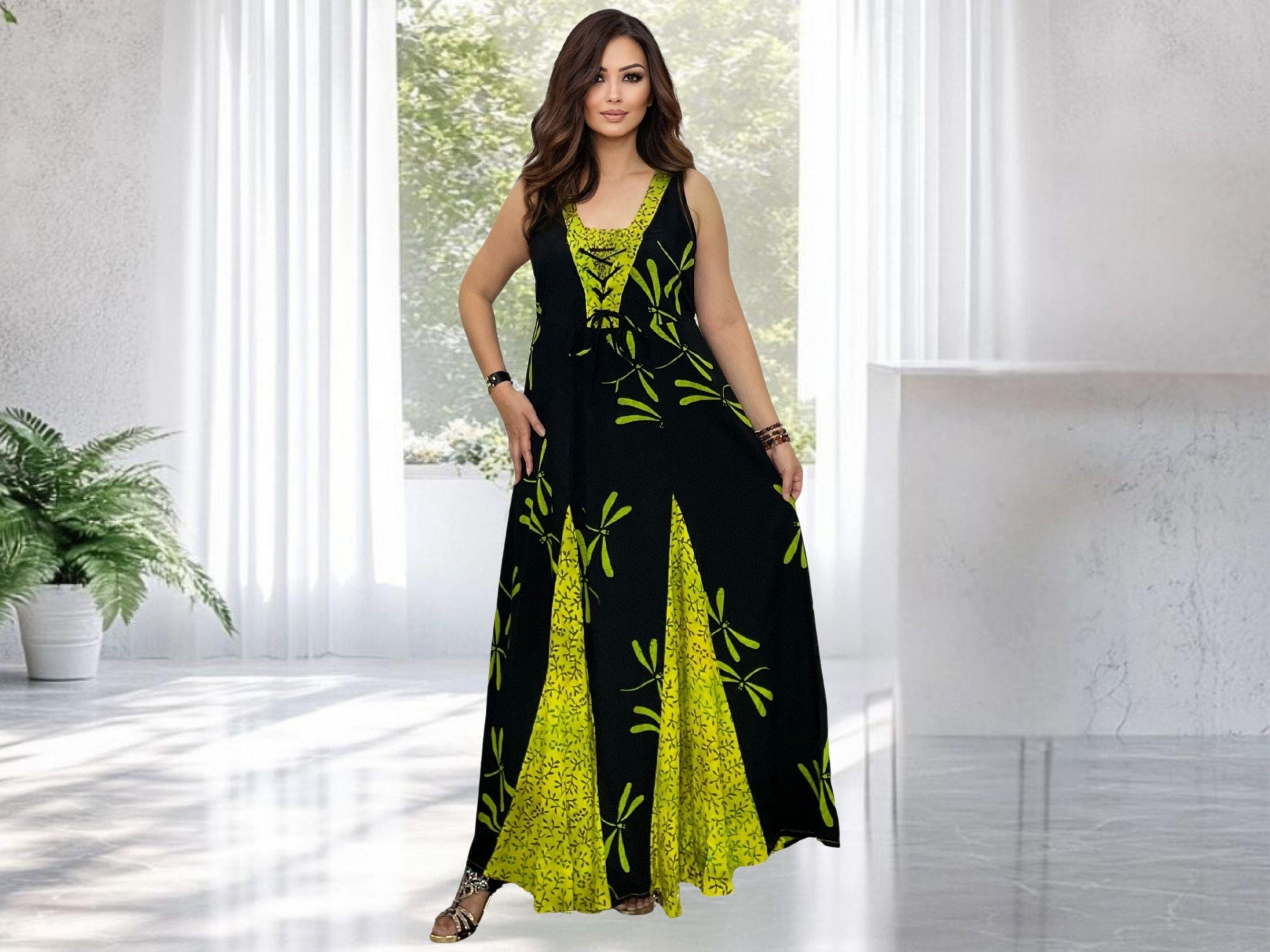knee length dresses for ladies Vintage Satin Dragonfly Gown - M