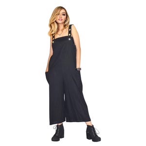 SHINTA Jumpsuit aus Baumwolle mit weitem Bein: 3/4 Boho Chic Overall Schwarz