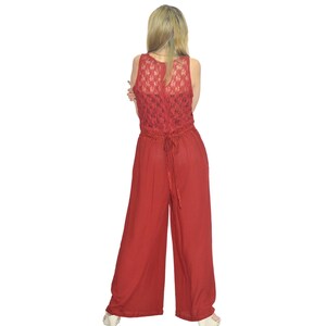 CARLY Lace Back Rayon Jumpsuit: Wide Leg Bali Overalls image 5