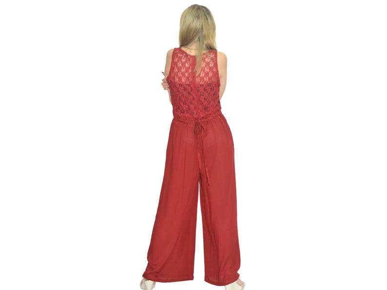 CARLY Lace Back Rayon Jumpsuit: Wide Leg Bali Overalls image 5