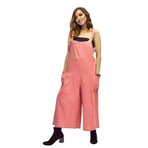 SHINTA Jumpsuit aus Baumwolle mit weitem Bein: 3/4 Boho Chic Overall Peach