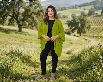 GOWINDA Lime Boho Kimono Cowel Outer, Cardigan Style - BG228