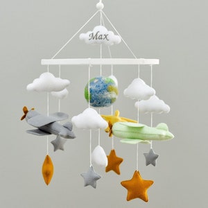 Baby mobile boy Travel themed nursery mobile Airplane crib mobile Travel personalized baby shower gift