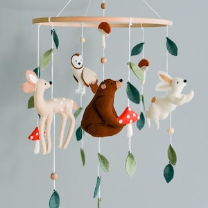 Baby boy shower ideas, gift for new mom, Cute present for newborn, New baby animals gift for nursery, Baby mobile for crib, Boho mobile