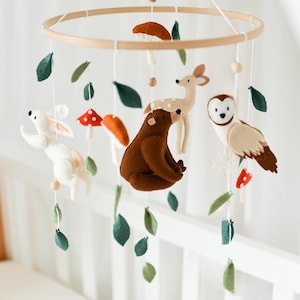 Mobile woodland - Crib baby mobile neutral - Fairytale woodland boho nursery mobile - Mushroom mobile