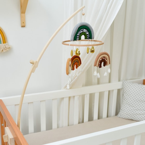 Babymobilehalter aus Holz Natürlicher Aufhänger für Babybett Kinderzimmermobile Krippenhalter Eco Babymobile Holzarm