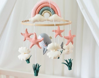 Baby mobile ocean Baby mobile girl Whale mobile Shell mobile Custom baby mobile