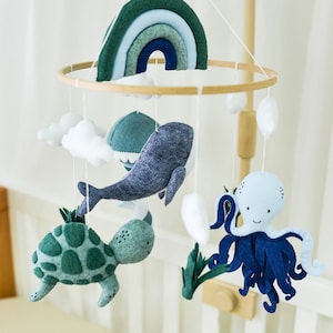 Whale Mobile - Baby Mobile Ocean - Nautical Crib Mobile - Octopus Turtle Jellyfish Custom Mobile Baby - Ocean Nursery Mobile