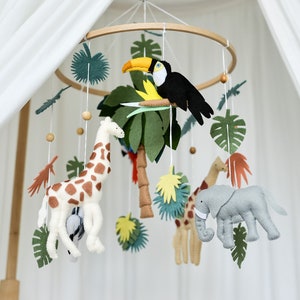 Tropical baby mobile Safari nursery mobile Crib hanging mobile Jungle baby shower gift image 1