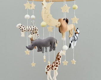 Baby mobile neutral animals - Baby mobile safari - Nursery mobile safari