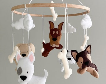 Custom Bog Mobile Puppies Crib Mobile for Nursery Decor Neutral