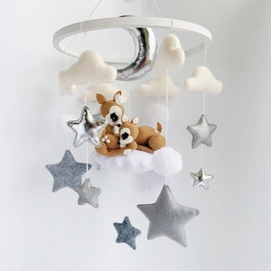 Woodland baby mobile Deer nursery decor Bambi neutral gender baby shower gift image 1