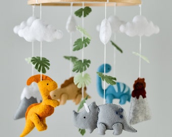 Dinosaur baby mobile Nursery hanging decor Dino baby shower gift